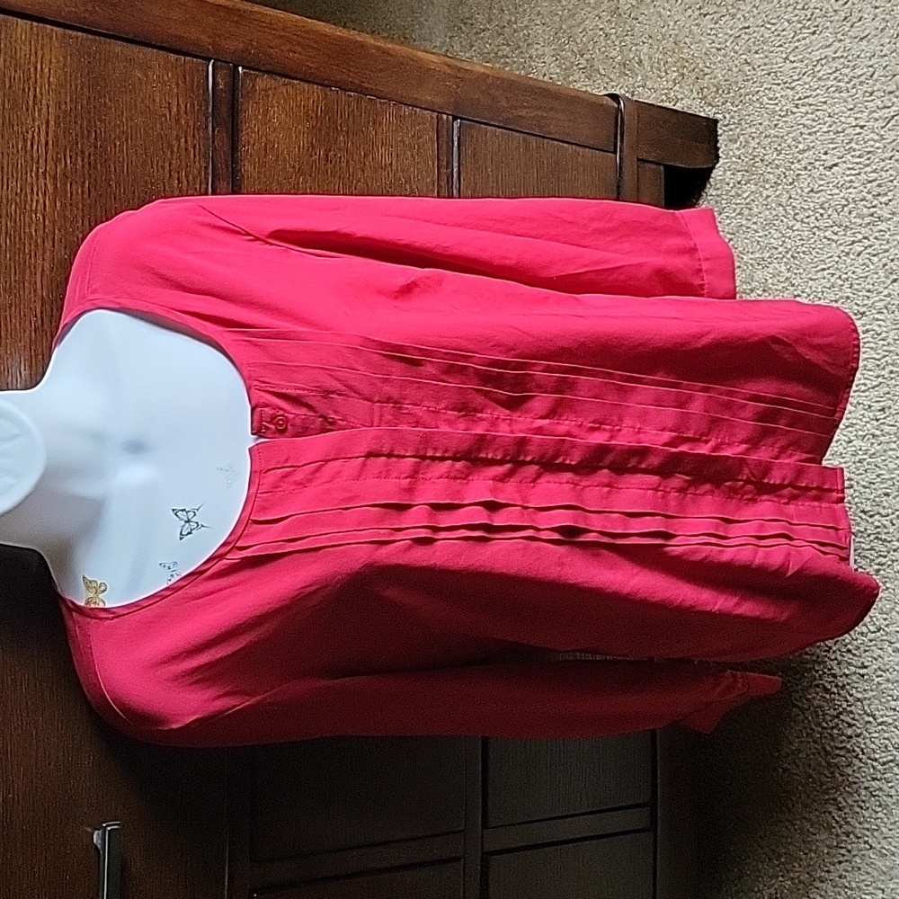 Large red Banana Republic button-up blouse
